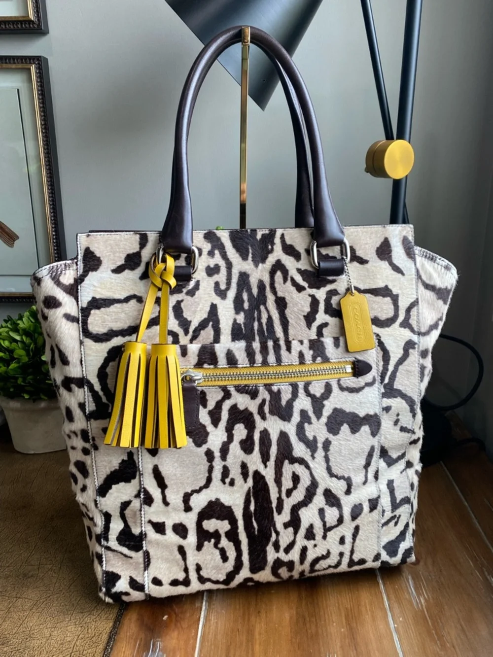 Coach XL Legacy HairCalf Ocelet North South Tote Bag - Picture 17 of 17